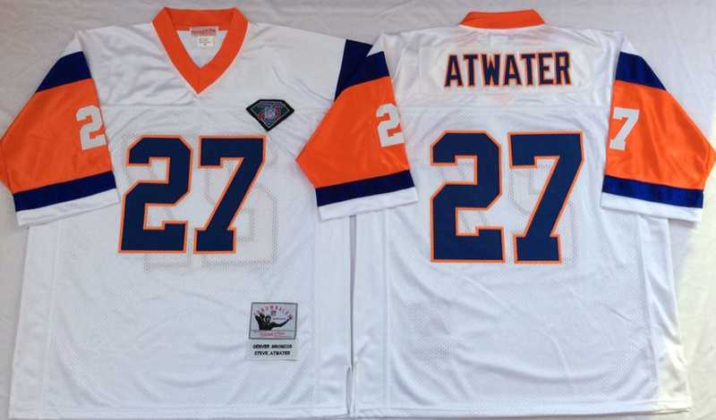 Men%27s Denver Broncos #27 Steve Atwater White Throwback Stitched Football Jersey->denver broncos->NFL Jersey