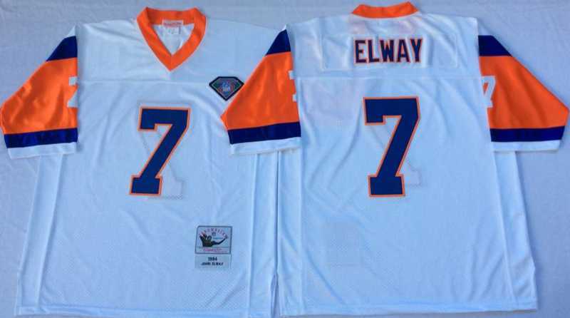 Men%27s Denver Broncos #7 John Elway White Throwback Stitched Football Jersey->denver broncos->NFL Jersey