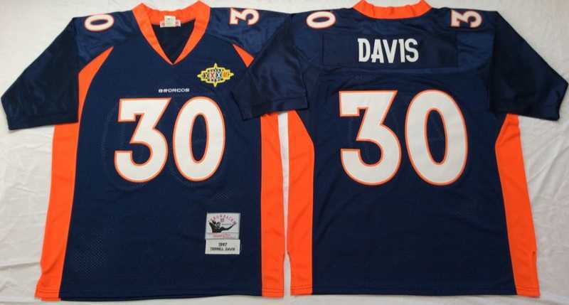 Men%27s Denver Broncos #30 Terrell Davis Navy Throwback Stitched Football Jersey->denver broncos->NFL Jersey