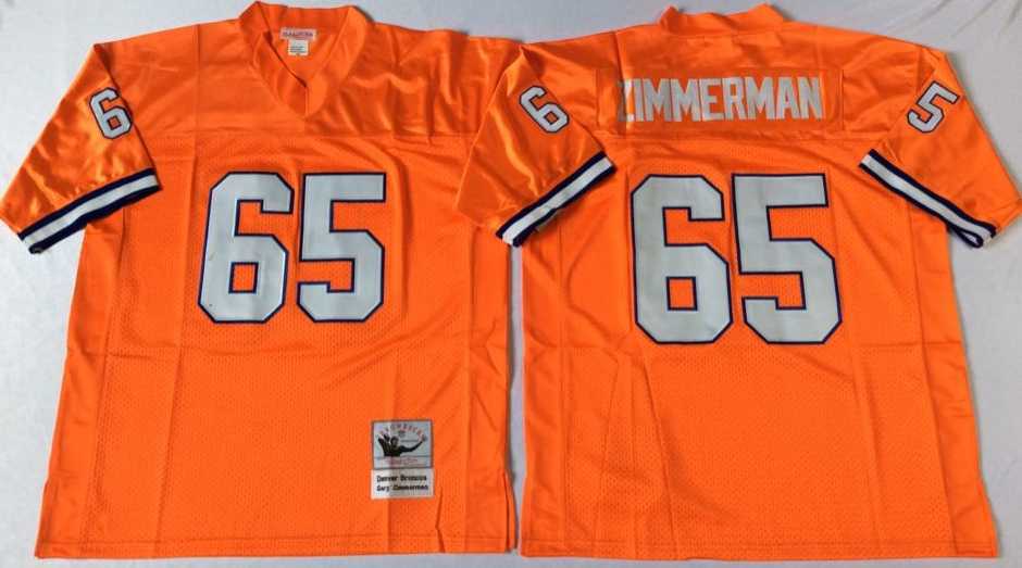 Men%27s Denver Broncos #65 Gary Zimmerman Orange Throwback Stitched Football Jersey->denver broncos->NFL Jersey