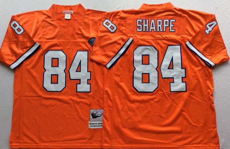 Men%27s Denver Broncos #84 Shannon Sharpe Orange Throwback Stitched Football Jersey->denver broncos->NFL Jersey