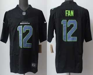 Men%27s Seattle Seahawks #12 Fan Limited Black Fashion FUSE Vapor Jersey->seattle seahawks->NFL Jersey