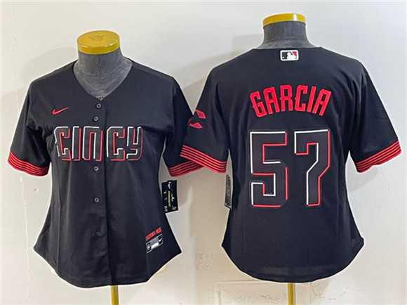 Women%27s Cincinnati Reds #57 Julian Garcia Black City Connect Stitched Jersey(Run Small) Dzhi->washington nationals->MLB Jersey