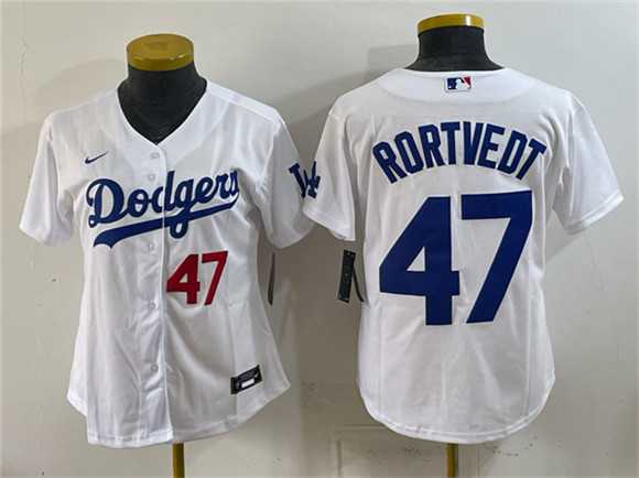 Women%27s Los Angeles Dodgers #47 Ben Rortvedt White Cool Base Stitched Jersey(Run Small)->mlb womens jerseys->MLB Jersey