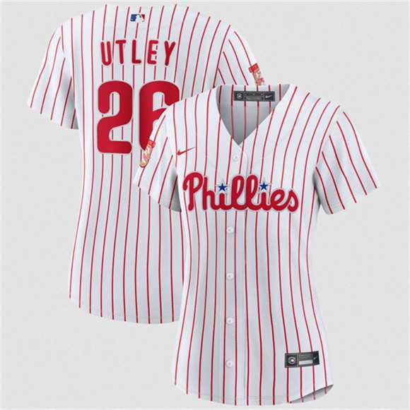 Women%27s Philadelphia Phillies #26 Chase Utley White 2026 Cool Base Stitched Jersey(Run Small) Dzhi->mlb womens jerseys->MLB Jersey