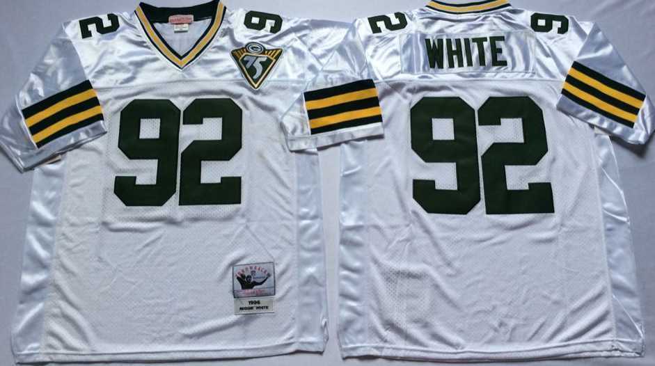 Men%27s Green Bay Packers #92 Reggie White White Throwback Stitched Football Jersey->indianapolis colts->NFL Jersey