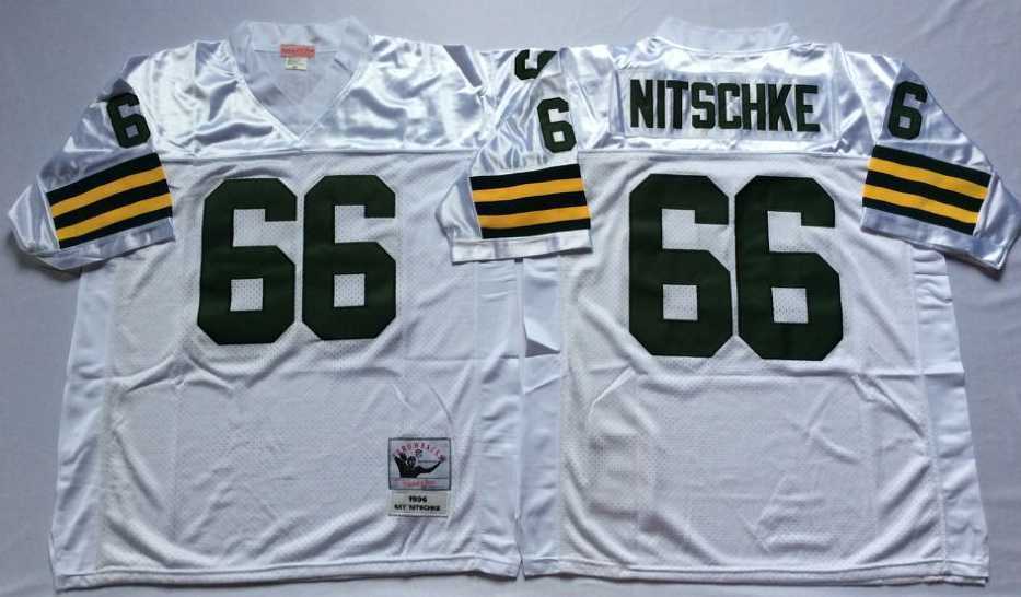 Men%27s Green Bay Packers #66 Ray Nitschke White Throwback Stitched Football Jersey->green bay packers->NFL Jersey
