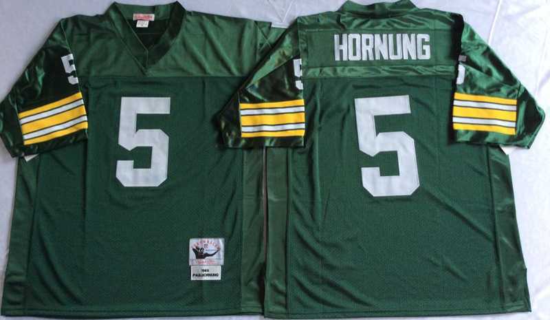 Men%27s Green Bay Packers #5 Paul Hornung Green Throwback Stitched Football Jersey->green bay packers->NFL Jersey
