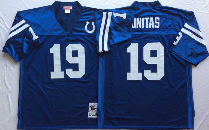 Mens Indianapolis Colts #19 Johnny Unitas Blue Throwback Stitched Football Jersey->indianapolis colts->NFL Jersey