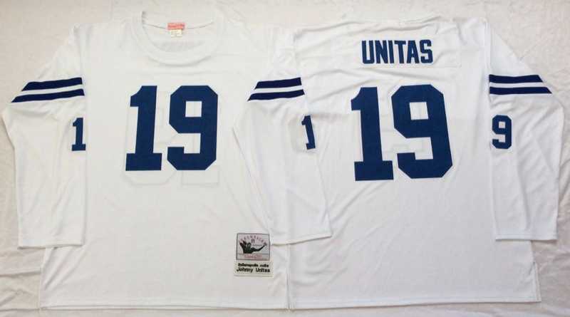 Mens Indianapolis Colts #19 Johnny Unitas White Throwback Stitched Football Jersey->indianapolis colts->NFL Jersey