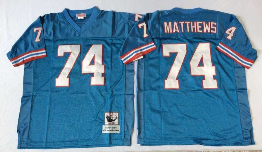 Mens Houston Oilers #74 Bruce Matthews Blue Throwback Stitched Football Jersey->tennessee titans->NFL Jersey