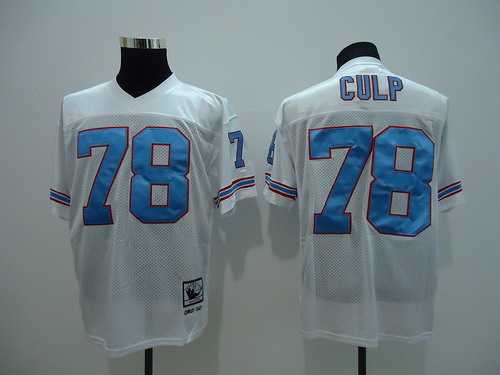 Mens Houston Oilers #78 Cuyley Culp White Throwback Stitched Football Jersey->tennessee titans->NFL Jersey