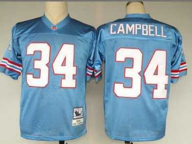 Mens Houston Oilers #34 Earl Campbell Light Blue Throwback Stitched Football Jersey->tennessee titans->NFL Jersey