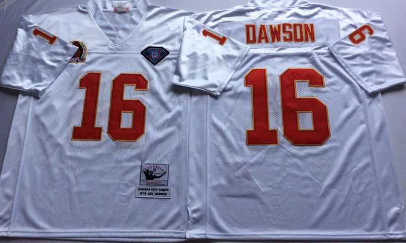 Men%27s Kansas City Chiefs #16 Lake Dawson White Throwback Stitched Football Jersey->tennessee titans->NFL Jersey