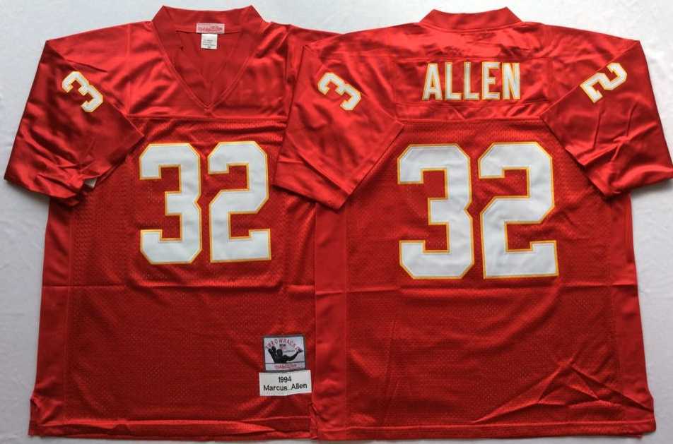 Men%27s Kansas City Chiefs #32 Marcus Allen Red Throwback Stitched Football Jersey->kansas city chiefs->NFL Jersey