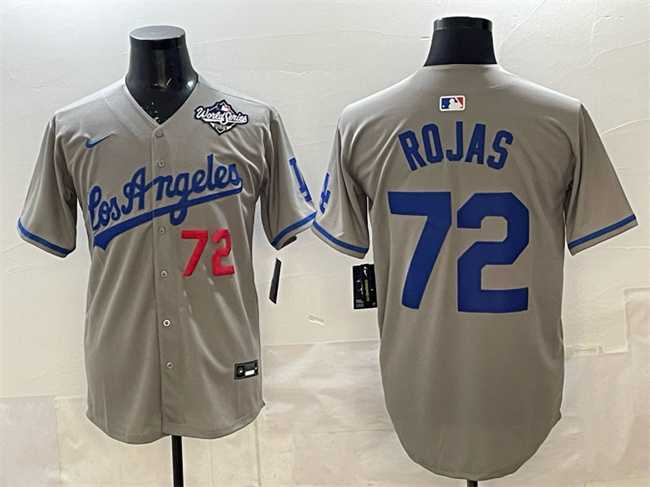 Men%27s Los Angeles Dodgers #72 Miguel Rojas Grey 2025 World Series Patch Limited Stitched Jersey->los angeles dodgers->MLB Jersey