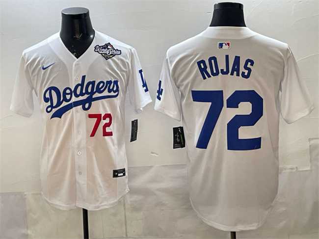 Men%27s Los Angeles Dodgers #72 Miguel Rojas White 2025 World Series Patch Limited Stitched Jersey->los angeles dodgers->MLB Jersey
