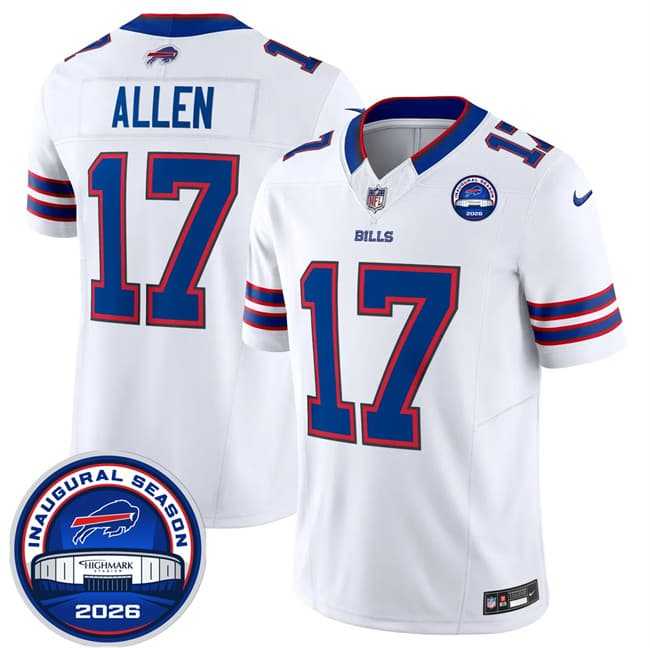 Men%27s Buffalo Bills #17 Josh Allen White F.U.S.E. 2026 Inaugural Season at Highmark Stadium Stitched Jersey Dzhi->buffalo bills->NFL Jersey