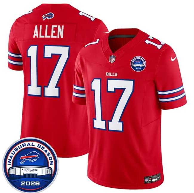 Men%27s Buffalo Bills #17 Josh Allen Red F.U.S.E. 2026 Inaugural Season at Highmark Stadium Stitched Jersey Dzhi->buffalo bills->NFL Jersey