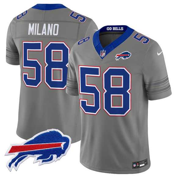 Men%27s Buffalo Bills #58 Matt Milano Gray F.U.S.E. 2026 Nickel City Vapor Stitched Jersey Dzhi->buffalo bills->NFL Jersey