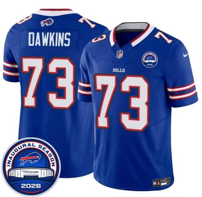 Men%27s Buffalo Bills #73 Dion Dawkins Blue F.U.S.E. 2026 Inaugural Season at Highmark Stadium Stitched Jersey Dzhi->buffalo bills->NFL Jersey