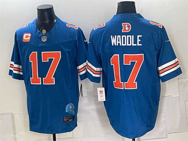 Men%27s Denver Broncos #17 Jaylen Waddle Blue F.U.S.E. With 2-Star C Patch Throwback Vapor Limited Stitched Jersey Dzhi->dallas cowboys->NFL Jersey