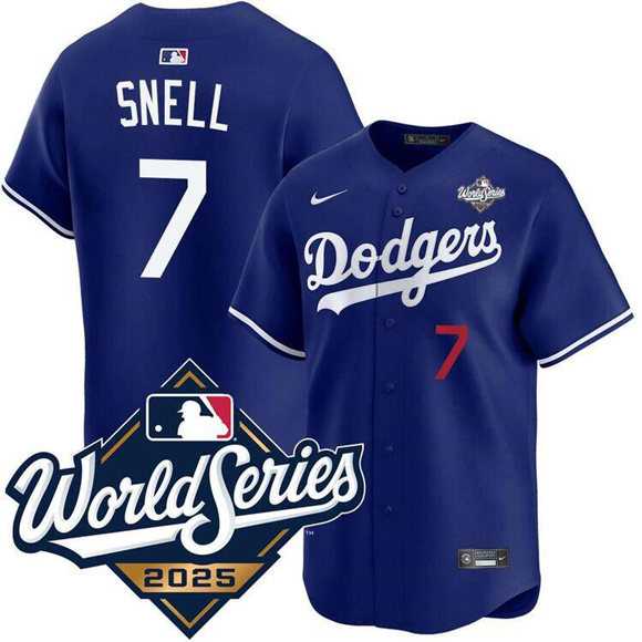 Men%27s Los Angeles Dodgers #7 Blake Snell Royal 2025 World Series Limited Stitched Jersey->los angeles dodgers->MLB Jersey