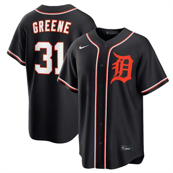 Men%27s Detroit Tigers #31 Riley Greene Black Out Stitched Jersey Dzhi->colorado rockies->MLB Jersey