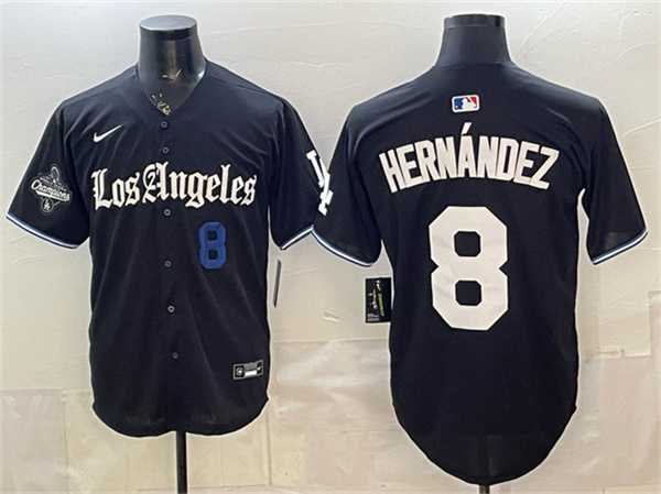 Men%27s Los Angeles Dodgers #8 Enrique Hernandez Black 2025 World Series Champions Patch %27Gothic Edition%27 Vapor Premier Limited Stitched Jersey Dzhi->los angeles dodgers->MLB Jersey