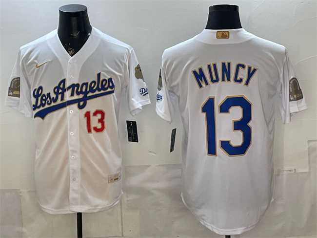 Men%27s Los Angeles Dodgers #13 Max Muncy White 2026 Gold Collection 9x & B2B Champs Patch Stitched Jersey Dzhi->los angeles dodgers->MLB Jersey