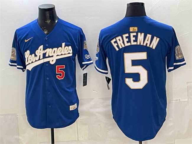 Men%27s Los Angeles Dodgers #5 Freddie Freeman Royal 2026 Gold Collection 9x & B2B Champs Patch Stitched Jersey Dzhi->los angeles dodgers->MLB Jersey