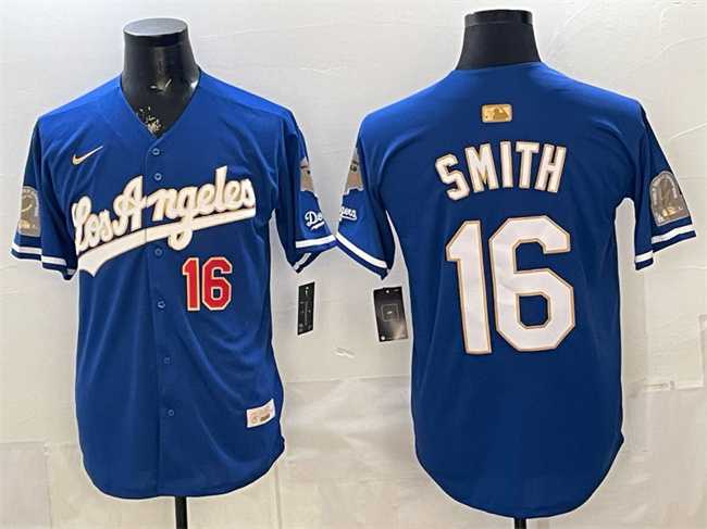 Men%27s Los Angeles Dodgers #16 Will Smith Royal 2026 Gold Collection 9x & B2B Champs Patch Stitched Jersey Dzhi->los angeles dodgers->MLB Jersey