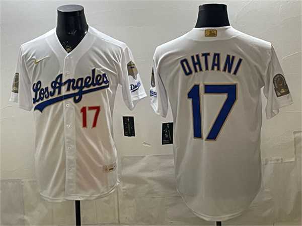 Men%27s Los Angeles Dodgers #17 Shohei Ohtani White 2026 Gold Collection 9x & B2B Champs Patch Stitched Jersey Dzhi->los angeles dodgers->MLB Jersey