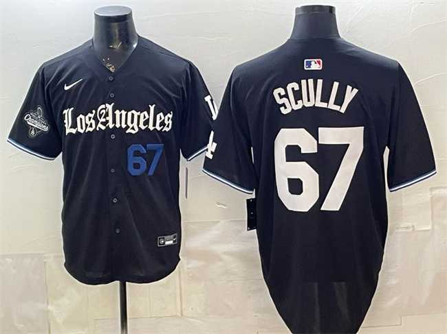 Men%27s Los Angeles Dodgers #67 Vin Scully Black 2025 World Series Champions Patch %27Gothic Edition%27 Vapor Premier Limited Stitched Jersey Dzhi->los angeles dodgers->MLB Jersey
