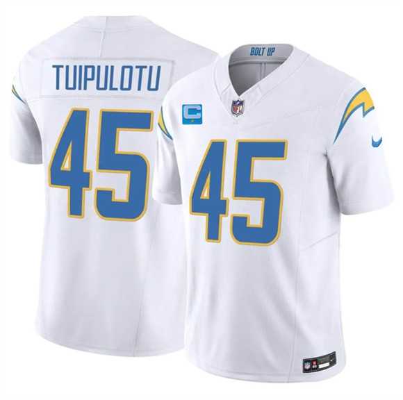 Men%27s Los Angeles Chargers #45 Tuli Tuipulotu White 2026 F.U.S.E. 1-Star C Patch Vapor Limited Stitched Jersey Dzhi->los angeles chargers->NFL Jersey