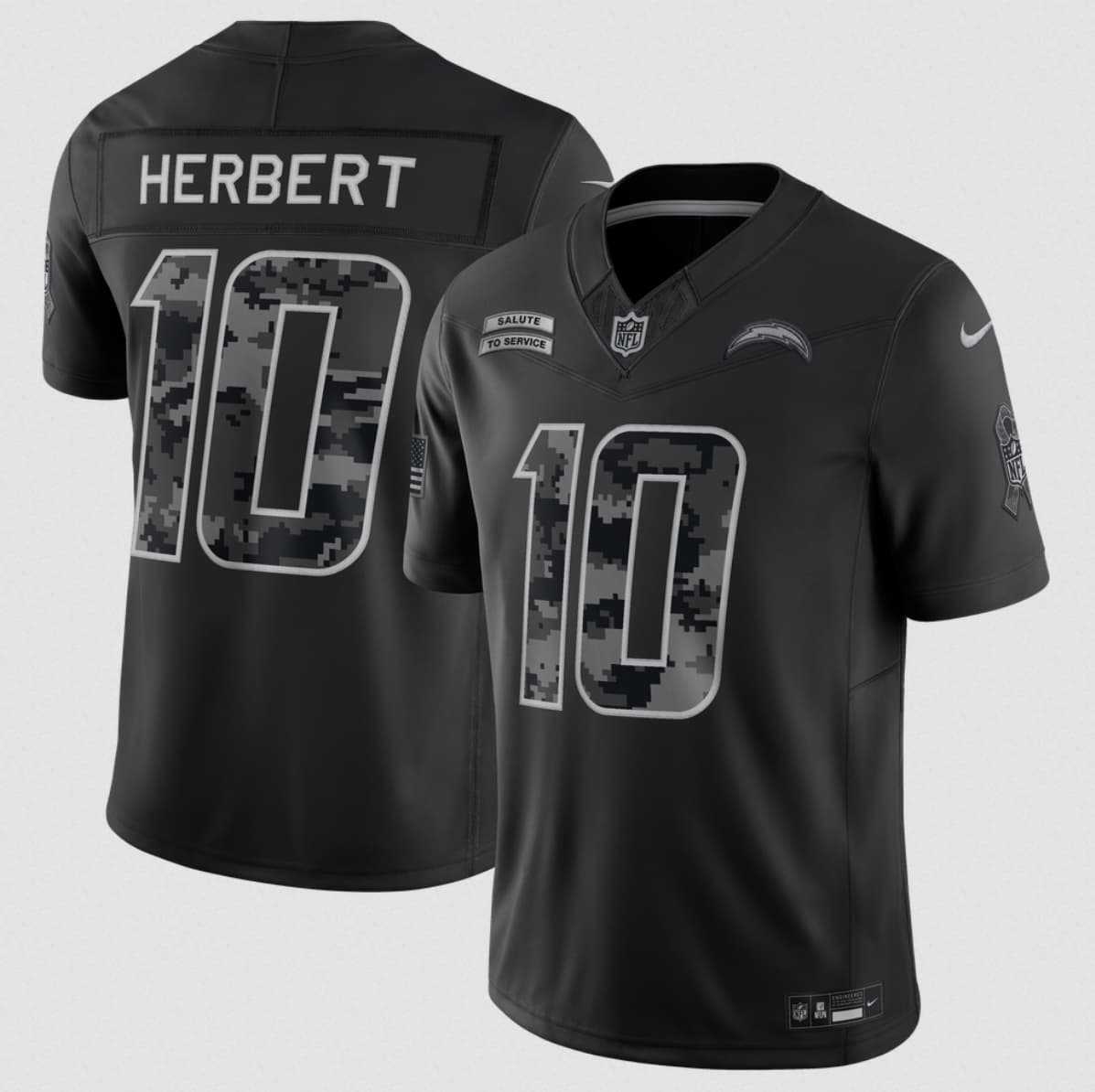 Men%27s Los Angeles Chargers #10 Justin Herbert Black 2026 F.U.S.E. Salute to Service Limited Stitched Jersey->los angeles chargers->NFL Jersey