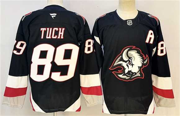 Mens Buffalo Sabres #89 Alex Tuch Black 2024-25 With A Patch Alternate Stitched Hockey Jersey->buffalo sabres->NHL Jersey