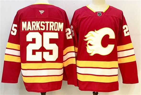 Men%27s Calgary Flames #25 Jacob Markstrom Red 2024-25 Home Stitched Hockey Jersey->calgary flames->NHL Jersey