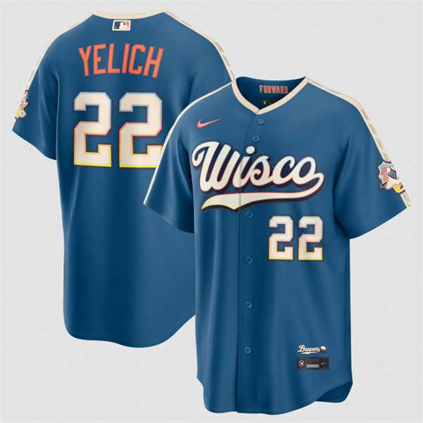 Men%27s Milwaukee Brewers #22 Christian Yelich Mineral Blue 2026 City Connect Stadium Stitched Stitched Jersey Dzhi->milwaukee brewers->MLB Jersey