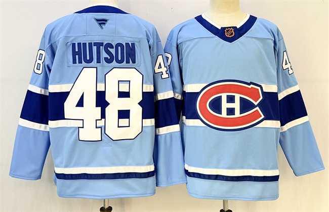 Men%27s Montreal Canadiens #48 Lane Hutson Blue 2023-24 Reverse Retro Stitched Jersey->buffalo sabres->NHL Jersey