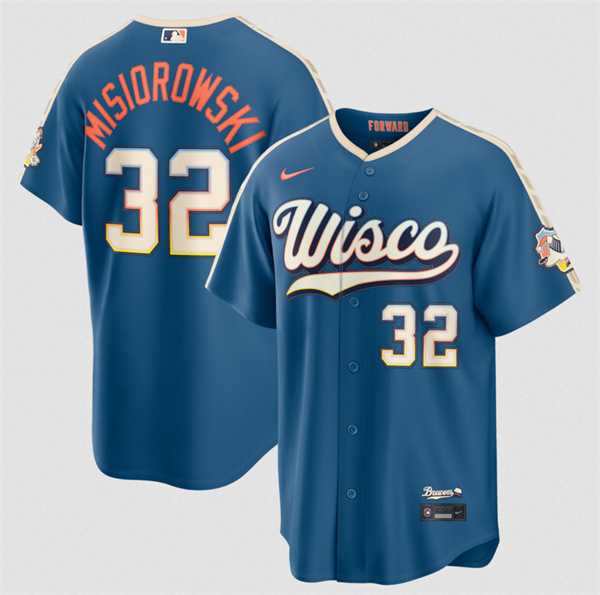 Men%27s Milwaukee Brewers #32 Jacob Misiorowski Mineral Blue 2026 City Connect Stadium Stitched Stitched Jersey Dzhi->milwaukee brewers->MLB Jersey
