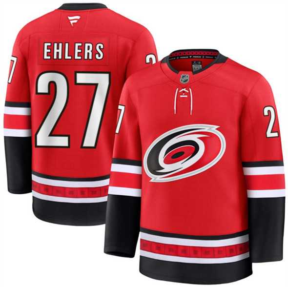Mens Carolina Hurricanes #27 Nikolaj Ehlers Red 2024-25 Alternate Stitched Hockey Jersey Dzhi->carolina hurricanes->NHL Jersey
