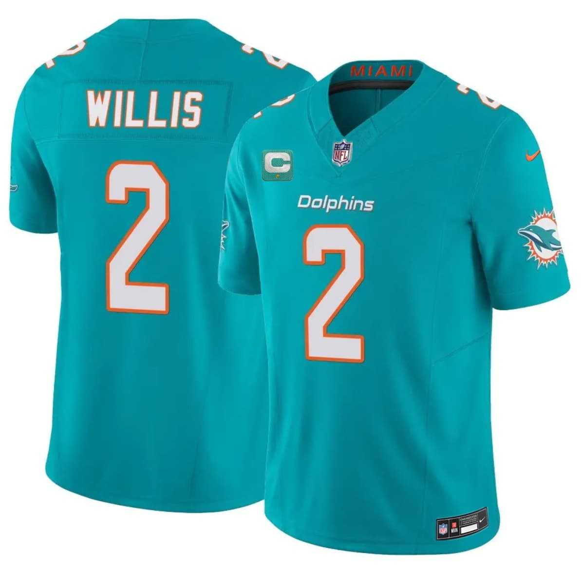 Men%27s Miami Dolphins #2 Malik Willis Aqua 2026 F.U.S.E. 1-Star C Patch Vapor Limited Stitched Jersey Dzhi->los angeles rams->NFL Jersey
