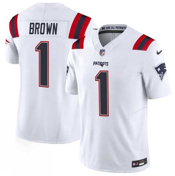 Men%27s New England Patriots #1 A.J. Brown White 2026 F.U.S.E. Vapor Limited Stitched Jersey->philadelphia eagles->NFL Jersey