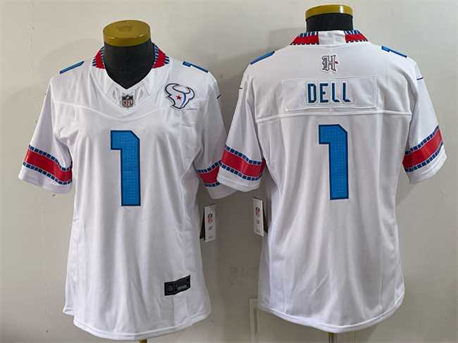 Women%27s Houston Texans #1 Tank Dell White 2026 F.U.S.E. Rivalries Collection Limited Stitched Jersey(Run Small)->houston texans->NFL Jersey