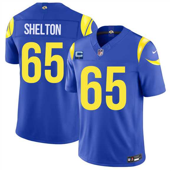 Men%27s Los Angeles Rams #65 Coleman Shelton Royal 2026 F.U.S.E. 1-Star C Patch Vapor Limited Stitched Jersey Dzhi->los angeles rams->NFL Jersey