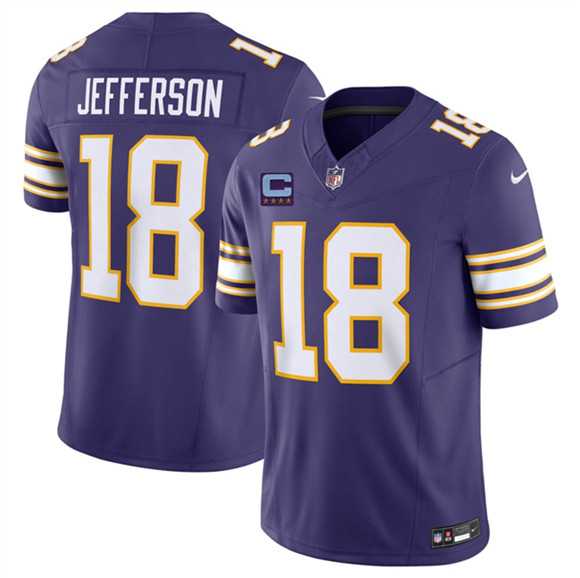 Men%27s Minnesota Vikings #18 Justin Jefferson Purple 2026 F.U.S.E. Throwback With 4-Star C Patch Vapor Untouchable Limited Stitched Jersey Dzhi->minnesota vikings->NFL Jersey