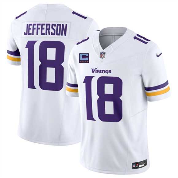 Men%27s Minnesota Vikings #18 Justin Jefferson White 2026 F.U.S.E. With 4-star C Patch Vapor Untouchable Limited Stitched Jersey Dzhi->minnesota vikings->NFL Jersey