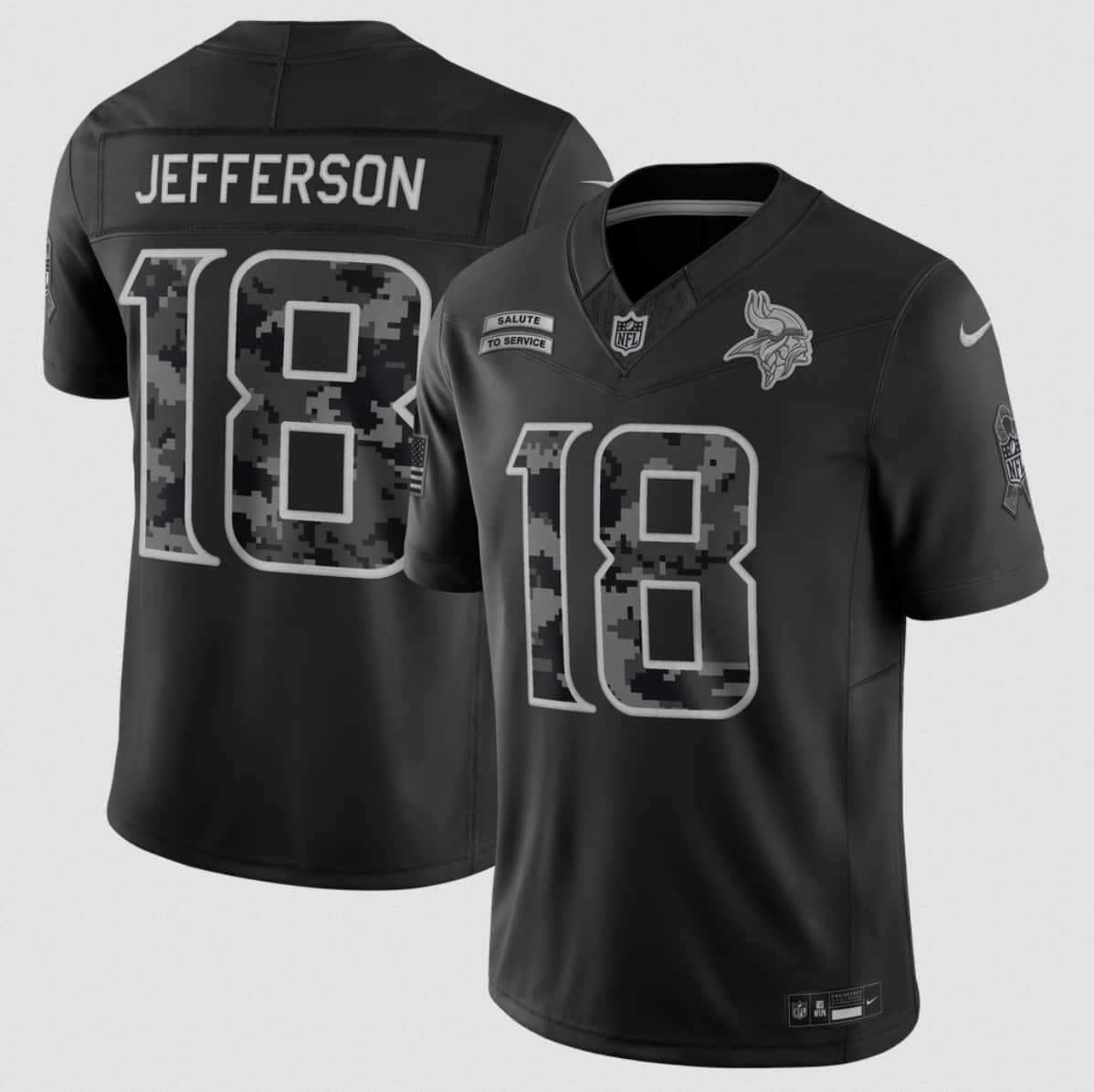 Men%27s Minnesota Vikings #18 Justin Jefferson Black 2026 F.U.S.E. Salute to Service Limited Stitched Jersey->minnesota vikings->NFL Jersey