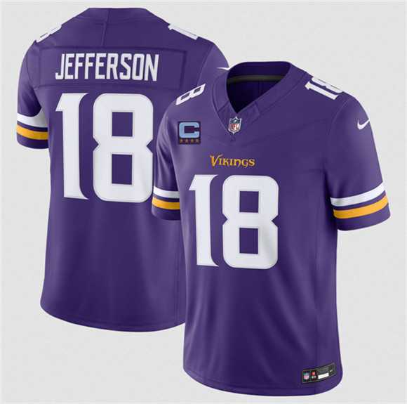 Men%27s Minnesota Vikings #18 Justin Jefferson Purple 2026 F.U.S.E. With 4-star C Patch Vapor Untouchable Limited Stitched Jersey Dzhi->minnesota vikings->NFL Jersey